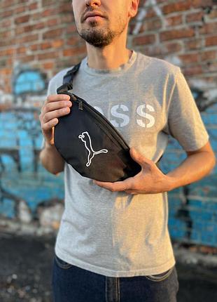 Поясна сумка puma унісекс з вишитим логотипом, чорна бананка oxford 1000d 34×14 см