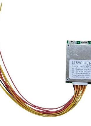 Bms контроллер 10s 60а плата заряда защиты 10х li-ion 36в с балансиром