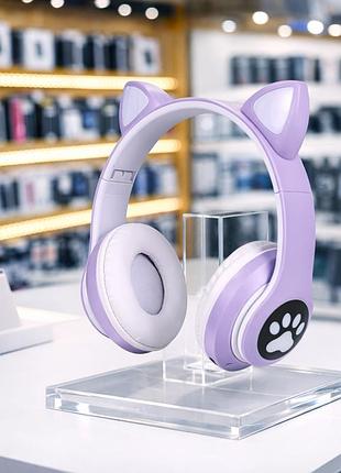 Етские беспроводные bluetooth-наушники stn-28 pro с кошачьими ушками и подсветкой фиолетовый