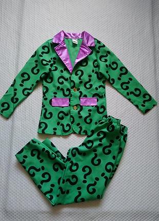 Карнавальный костюм загадника the riddler child на 8-10 лет