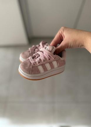 Дитячі кросівки adidas campus, рожеві, замша 20