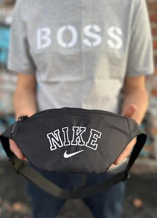 Поясна сумка nike 34×14 см з вишивкою, чорна бананка унісекс з oxford 1000d