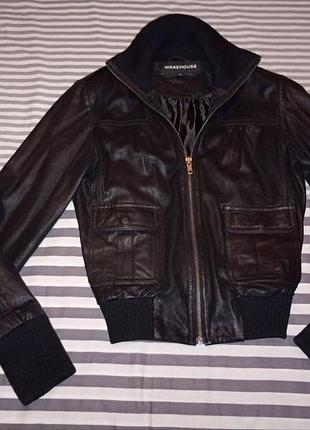 Продам шикарная куртка бомбер кожа ласк warehouse р.36