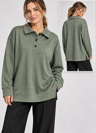 Утепленное лонгслив-поло oversize tu woman из плотной мягкой байки