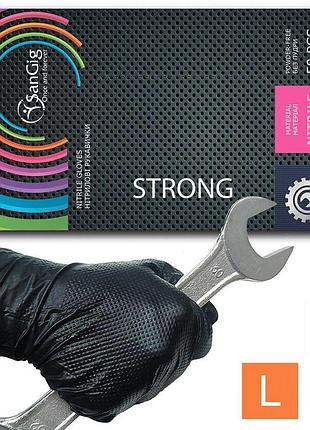 Супер крепкие перчатки нитриловые sangig strong, плотность 9 г. - черные (50штук) размер l