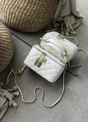 Сумка chanel classic black lambskin белый