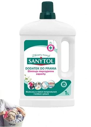 Дезінфікуюча добавка для прання sanytol 1л рідина для полоскання з ароматом білих квітів