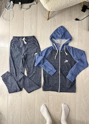 Спортивний костюм жіночий nike флісовий сіро-синій