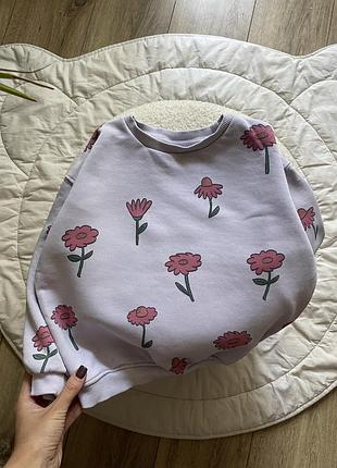 Світшот двунитка у квітковий принт zara
