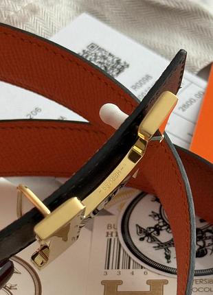 Шкіряний двосторонній ремінь hermes 2