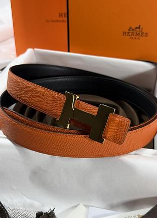 Шкіряний двосторонній ремінь hermes 4
