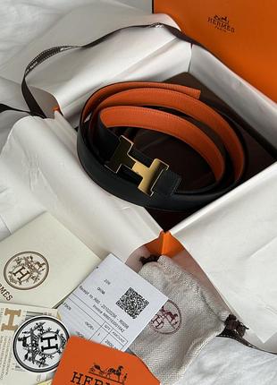 Шкіряний двосторонній ремінь hermes 10