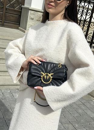 Сумка pinko love bag puff butterfly quilt black/gold
