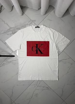Фірмова біла футболка calvin klein jeans (розмір m, оригінал)
