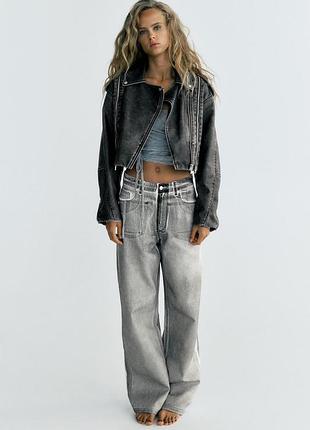 Коротка куртка-косуха з екошкіри zara s l