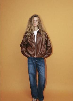 Куртка бомбер zara з екошкіри