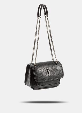 Сумочка кожаная saint laurent черная 2