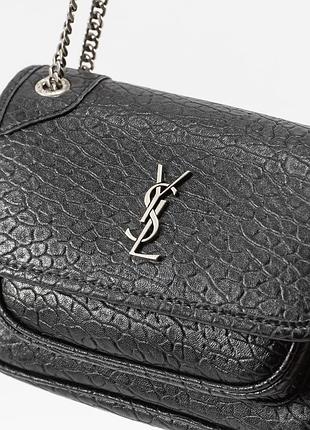 Сумочка кожаная saint laurent черная 8