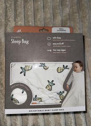 Спальний мішок унісекс classic sleep bag білий з принтом для немовлят 0-6 місяців