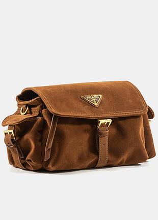 Сумка замшевая prada в карамельном цвете 2