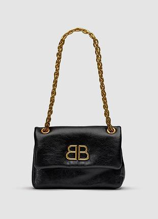 💎 balenciaga monaco mini chain bag black/gold 24 х 16 х 7.5 см
