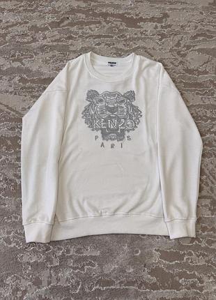 Світшот чоловічий kenzo білий з тигром