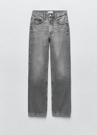 Джинси сірі жіночі zara mom-fit з високою посадкою, 100% котон, розмір 36