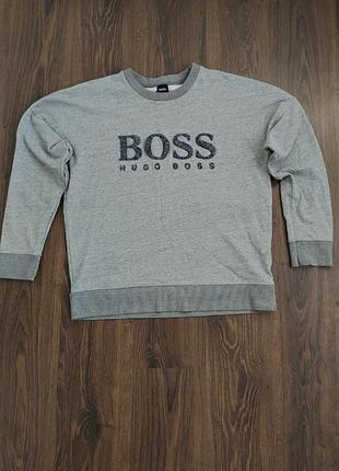 Свитшот boss hugo boss grey crewneck sweatshirt (размер l).