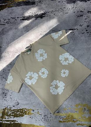 Футболка denim tears beige/white