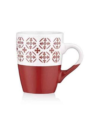 Чашка 320 мл ornament красно-белая тм ardesto