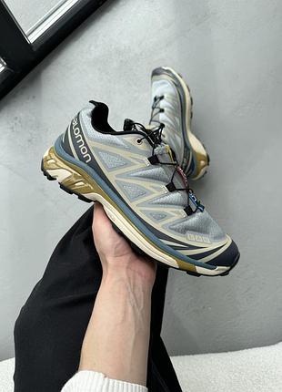 Бежеві кросівки унісекс salomon s lab xt-6 blue beige х саломон 37