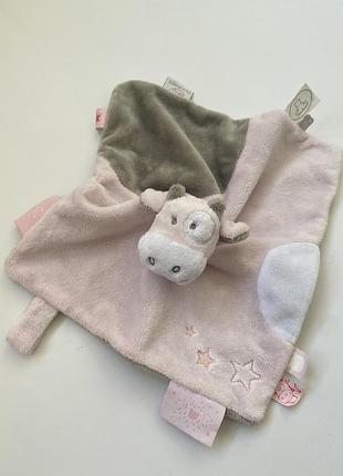 Шикарная мягкая игрушка сплюшка обнимашка брендовый doudou комфортер сплюшка коровка lola noukie's (бельгия)
