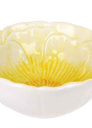 Салатник 500мл керамічний квітка жовтий тм bonadi