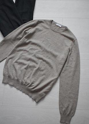 Кашемировый актуальный мужской свитер gran sasso beige extra fine merino wool crew neck