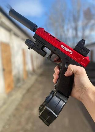 Детский пистолет st 622 a с автоматическим и механическим режимом работы на аккумуляторе, стреляет орбизами