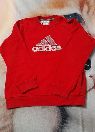 Світшот для хлопчика adidas червоний з білим логотипом, розмір 152 (11-12 років)