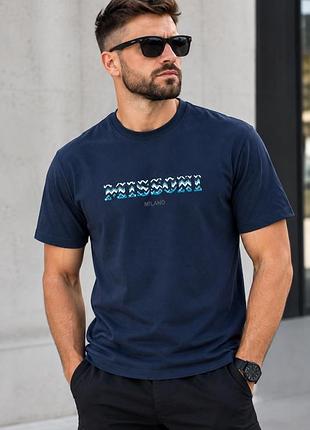 Футболка чоловіча missoni темно-синя з написом