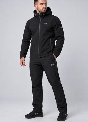 Чоловічий зимовий спортивний костюм under armour із щільного софтшелу  на флісі.