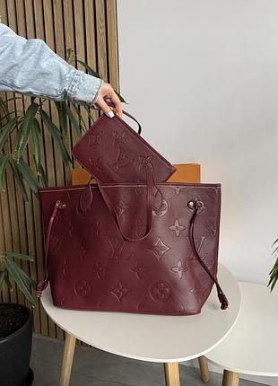 Сумочка жіноча louis vuitton шкіра  бордо,великий розмір