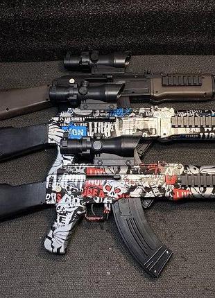 Мощный автомат ак 47 из pubg на гелевых шариках орбизах / гель бластер орбиган 88 см