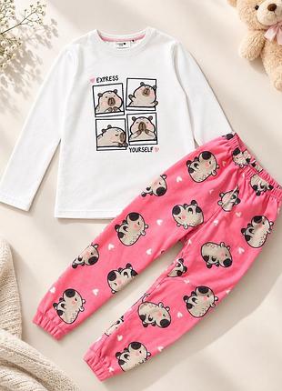 Піжама для дівчинки primark флісова з капібарами