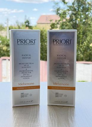 Сонцезахисний крем-лосьйон priori idebenone radical defense spf 30, 30 мл