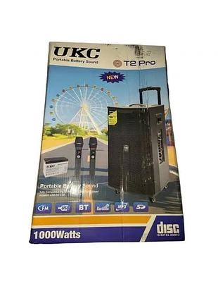 Портативная колонка t2 pro (usb, sd, bluetooth, fm, karaoke)