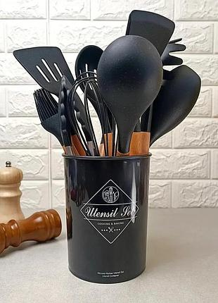 Набор кухонных принадлежностей 12 предметов kitchen set черный