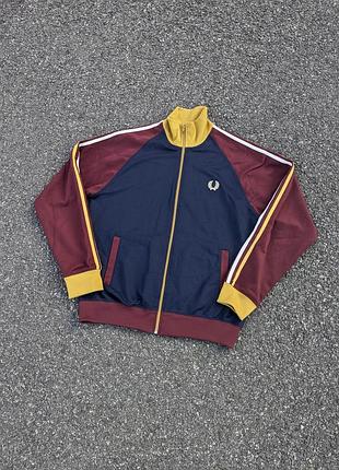 Олімпійка чоловіча fred perry вінтажна бордова з синім та жовтим, розмір m