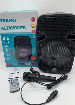 Портативна акустична колонка tekno altavoces 6.5" bt-07 з мікрофоном і пультом