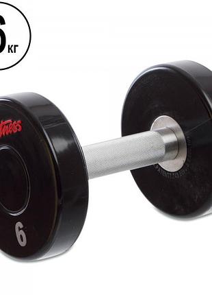 Гантель цільна професійна для фітнесу з поліуретановим покриттям life fitness ga-80081-6, 1 шт 6 кг