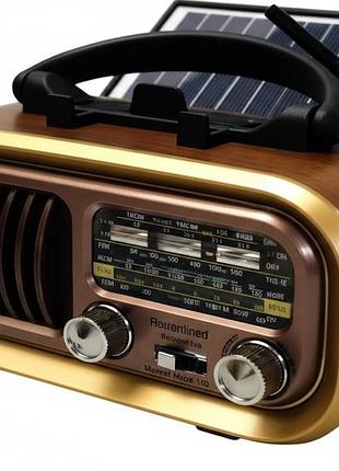 Радиоприемник со съемным аккумулятором, разъемом под батарейки, bluetooth, usb, sd и солнечной панелью 17см11см9см golon rx-bt628s