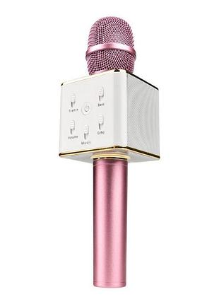 Бездротовий bluetooth мікрофон-караоке q7 рожевий