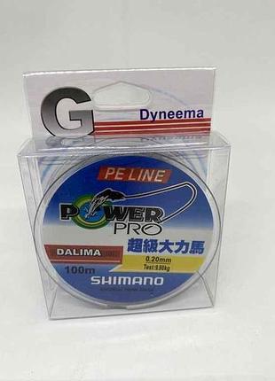 Шнур 0,20мм 9,90кг 100м сірий sm-y-26-020 тм shimano powerpro